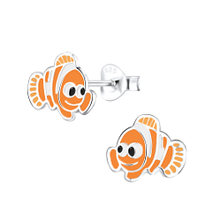 Wholesale Silver Clown Fish Stud Earrings