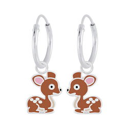 Wholesale Silver Deer Charm Hoop Earrings