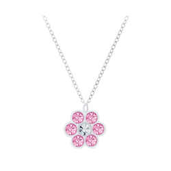 Wholesale Silver Flower Crystal Necklace