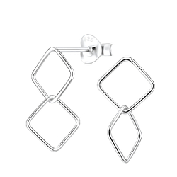 Wholesale Silver Twisted Square Stud Earrings