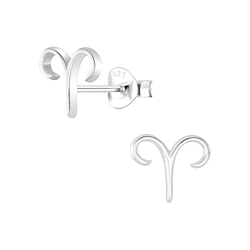 Wholesale Silver Aries Zodiac Sign Stud Earrings