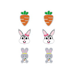 Wholesale Silver Carrot and Rabbit Stud Earrings Set