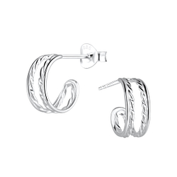 Wholesale Silver Half Hoop Stud Earrings