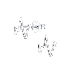 Wholesale Silver Heartbeat Stud Earrings