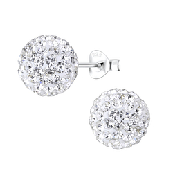 Wholesale 10mm Crystal Ball Silver Stud Earrings