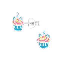 Wholesale Silver Cupcake Stud Earrings