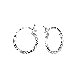 Wholesale 12mm Silver Diamond Cut French Lock Hoop Earrings