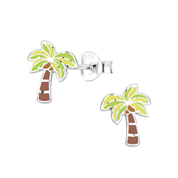 Wholesale Silver Coconut Tree Stud Earrings