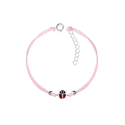 Wholesale Silver Ladybug Cord Bracelet