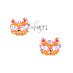 Wholesale Silver Cat Stud Earrings