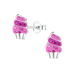 Wholesale Silver Cupcakes Stud Earrings
