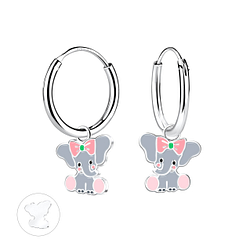 Wholesale Silver Elephant Charm Hoop Earrings