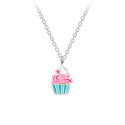 Wholesale Silver Cupcake Necklace