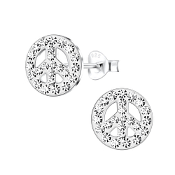 Wholesale Silver Peace Sign Stud Earrings