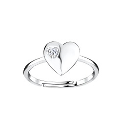 Wholesale Silver Heart Adjustable Ring