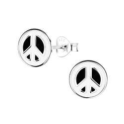 Wholesale Silver Peace Sign Stud Earrings