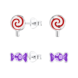 Wholesale Silver Candy Stud Earrings Set