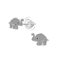 Wholesale Silver Elephant Screw Back Earrings