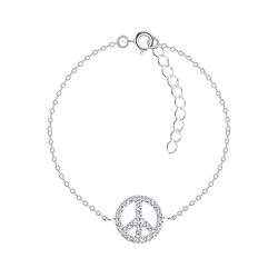Wholesale Silver Peace Sign Bracelet