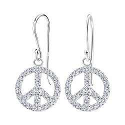 Wholesale Silver Peace Sign Earrings