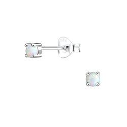 Wholesale 3mm Opal Silver Stud Earrings