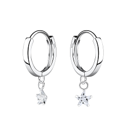 Wholesale Silver Huggie Earrings with Hanging Star