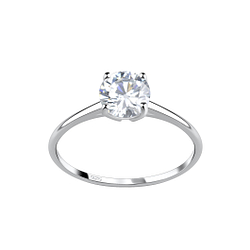 Wholesale 6mm Round Cubic Zirconia Silver Ring