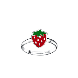 Wholesale Silver Strawberry Adjustable Ring