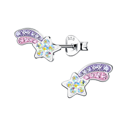 Wholesale Silver Shooting Star Stud Earrings