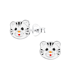 Wholesale Silver Tiger Stud Earrings