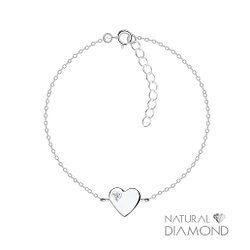 Wholesale Silver Heart Bracelet With Natural Diamond