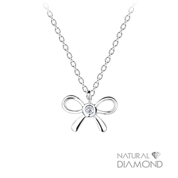 Wholesale Silver Bow Necklace With Diamond