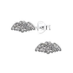 Wholesale Silver Bat Crystal Stud Earrings
