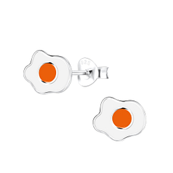 Wholesale Silver Fried Egg Stud Earrings