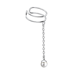 Wholesale Silver Wire Ear Cuff with Hanging 4mm Pearl