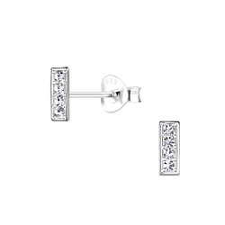Wholesale Silver Crystal Bar Stud Earrings