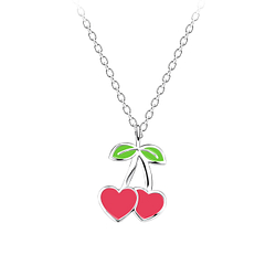 Wholesale Silver Cherry Heart Necklace