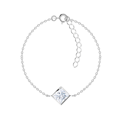Wholesale 6mm Square Cubic Zirconia Silver Bracelet
