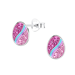 Wholesale Silver Easter Egg Stud Earrings