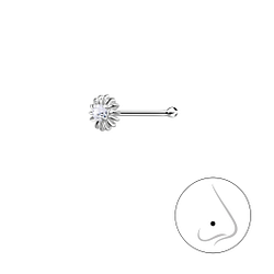 Wholesale Silver Flower Nose Stud With Ball – Pack of 10