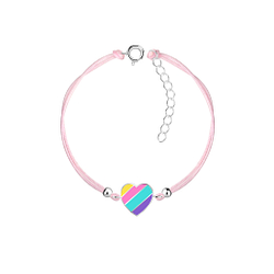 Wholesale Silver Rainbow Heart Cord Bracelet