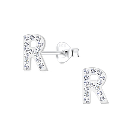 Wholesale Silver Letter R Stud Earrings