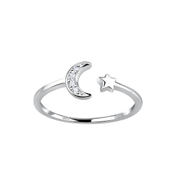 Wholesale Silver Opened Moon Ring