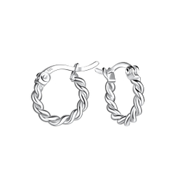Wholesale 12mm Twisted Silver French Lock Hoop Earrings