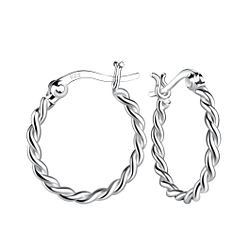 Wholesale 18mm Silver Twisted French Lock Hoop Earrings
