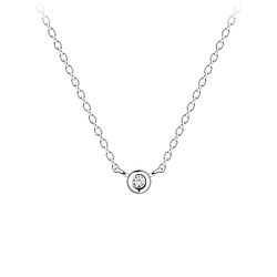 Wholesale Silver Single Stone Necklace