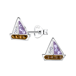Wholesale Silver Sailboat Stud Earrings