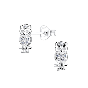 Wholesale Silver Owl Stud Earrings