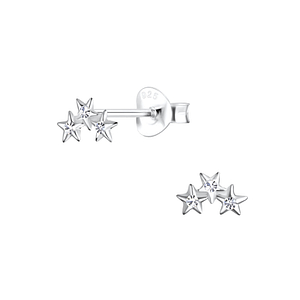 Wholesale Silver Triple Star Stud Earrings