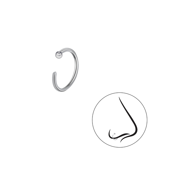 Wholesale 10mm Silver Nose Ring With Ball - Pack of 5